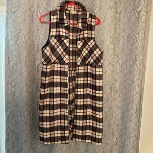 Hem & Thread Black/Red/White plaid long vest SzS